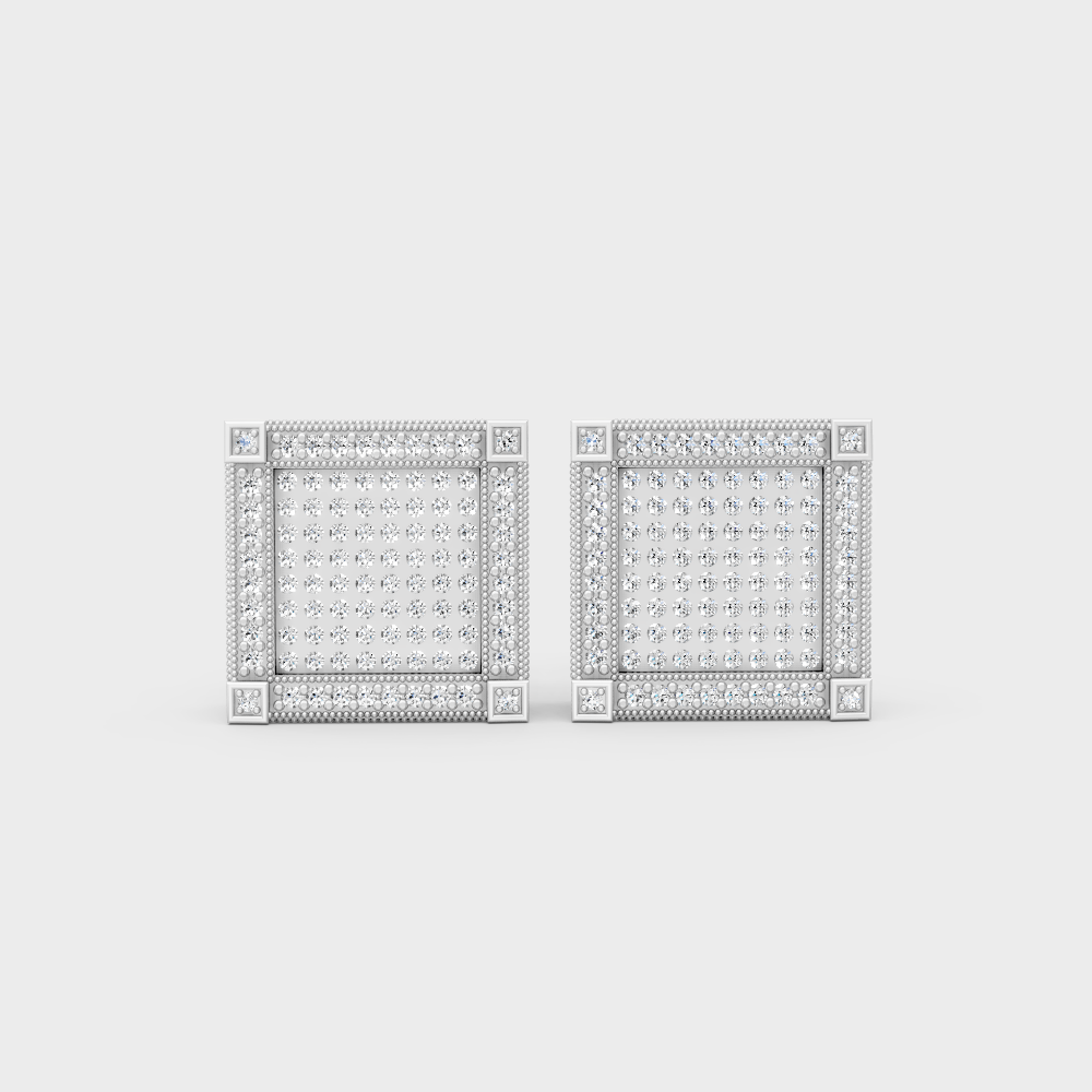 Premium Men’s Diamond Stud Earrings In White Gold GLI Certified Sparkle